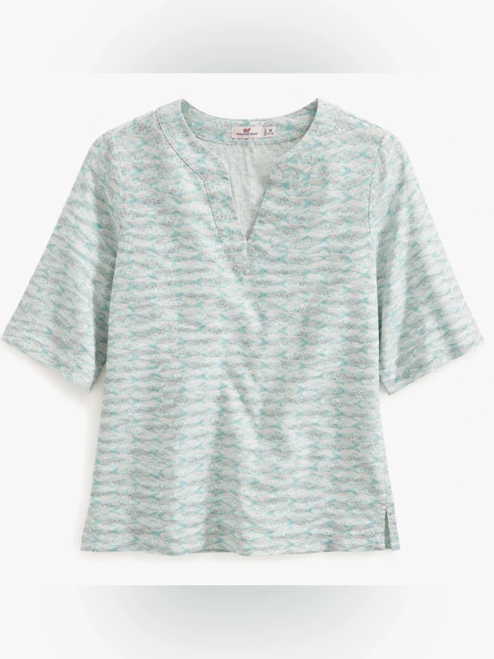 Vineyard Vines Girls 100% Linen Fish Print Tunic – Size M (10–12)